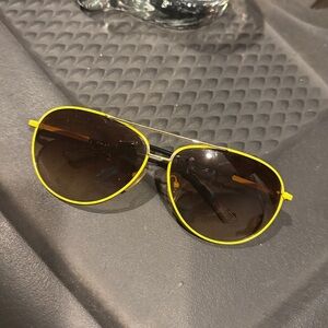 Prada Unisex Black and Yellow Aviator Sunglasses